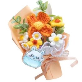 ちいかわ 【モモンガ】花束 ニットブーケ ニットフラワー 花束ギフト 手編み 編み物 手作り プレゼント ボンボンドロップキーチャーム入り crochetflower 発表会 誕生日 記念日 卒業祝い 入学祝い