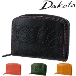 ダコタ 二つ折り財布 折財布 ラウンド リリーヴォ Dakota 31250 (30650) ブラック ピンク グリーン マスタード 七宝文様 メンズ レディース 送料無料 誕生日プレゼント ギフト ラッピング無料 天然革 レザー 小さめ