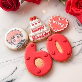 プリント 写真 クッキー 5枚セット アイシングクッキー 誕生日 数字 名前入れ ハート かわいい 推し 彼氏 女の子 記念日