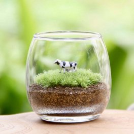 牛_おちょこけ《苔テラリウム・コケリウム》インテリア小物（雑貨類）