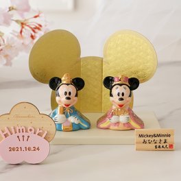 【初節句 ひなまつり 雛人形】ミッキー＆ミニー 磁器ひな人形 | コンパクト おしゃれ 人気 小さい 小さな ミニ 今どき 吉徳 名入れ 名前入り 木札 生年月日 可愛い かわいい ひな祭り 雛祭り ディズニー ミッキー ミニー キャラクター おひなさま お雛様