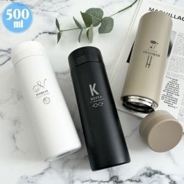 【名入れ 無料】L6 真空断熱構造 スリムサーモ ステンレスボトル《イニシャル》(水筒 名入れボトル ステンレスボトル 保温 保冷 マイボトル 真空 魔法瓶 マグボトル ギフト プレゼント 誕生日 通勤 通学 子ども 記念日 父の日 母の日 おしゃれ かわいい シンプル 500ml)