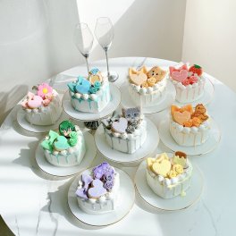 【選べる9色】手書きクッキー付き ハート型ドリップセミオーダーケーキ【お好きなイラストで】【メッセージ】【記念日に】4号5号