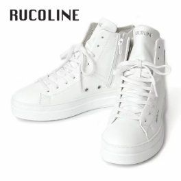 ルコライン スニーカー ルコライン 靴 RUCO LINE RUCO-003SI CALF PU LUX バスケットシューズ タイプ 合皮 ホワイト 白 Rマーク ラメ入りシルバー サイドファスナー付 フラットソール