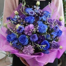 011 花言葉”夢かなう"【ブルーローズアレンジメント】お花 花 生花 花束 フラワーアレンジメント 洋風  ブルー系 ブルーローズ オシャレ お祝い 発表会 誕生日 結婚祝い 出産祝い ホワイトデー バレンタイン 父の日 母の日 敬老の日 記念日 結婚記念日 送別 退職 入学 卒業 開店祝い 周年祝い プレゼント ギフト 贈り物