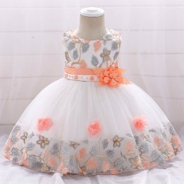 【ラッピング無料】 ベビードレス　 ドレス 結婚式 女の子　子供　ドレス　誕生日　花　パーティードレス リボンドレス　かわいい　レース　刺繍 フラワーガール　 ７０ 80 90 赤　紫　オレンジ　青　緑