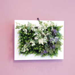 壁掛けグリーンフレーム フレッシュアイビー ホワイト（光触媒）造花・観葉植物・インテリアグリーン・フェイクグリーン・人工観葉植物