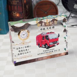 結婚祝 周記念 誕生祝 開店祝 退職祝 還暦祝 出産祝 クリスタル時計 DT-16(大） カラー印刷 名入れ無料 