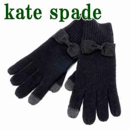 ケイトスペード KateSpade 手袋 グローブ ニット スマホ対応 レディース リボン ラメ ブラック 黒 KS1003748-001 【ネコポス】 ブランド 人気 ランキング