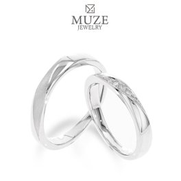 ダイヤモンド ペアリング ダイヤ 結婚指輪 MUZE JEWELRY マリッジリング 指輪 シルバー925プラチナ仕上げ カップル リング ペア プラチナ仕上げ SV925 プロポーズ サプライズ  記念 made in japan 刻印 名入れ