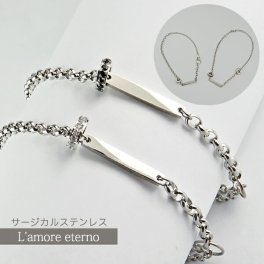 【12文字まで刻印◎】刻印・送料無料 ペアブレスレット アンクレット 名入れ ジルコニア ブラック ホワイト リング サージカルステンレス 金属アレルギー対応 ギフト つけっぱなし 錆びない