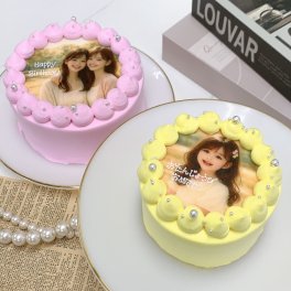 【選べる8色】パステルカラー写真ケーキ　【お好きな写真で】【記念日に】【プリントケーキ】4号5号6号