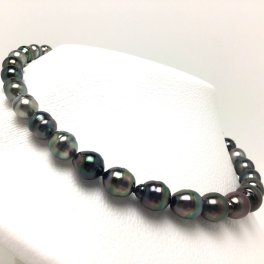 真珠 ネックレス パール 鑑別 黒蝶真珠 8.2-12.0mm マルチカラー シルバー クラスップ 73444 イソワパール