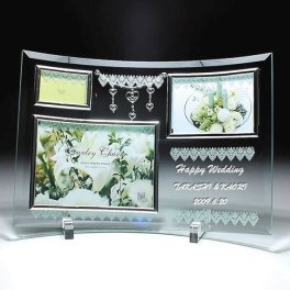 結婚祝 出産祝い 内祝 ガラスフォトフレーム YU-3 名入れ無料 