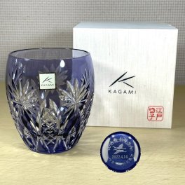 名入れ 江戸切子グラス カガミクリスタル ロックグラス2668 紫　古希祝い 古稀の贈り物 喜寿祝い 退職祝 卒団記念品 誕生日プレゼントメッセージ入りギフト