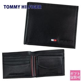 トミーヒルフィガー メンズ 財布 TOMMY HILFIGER 財布 二つ折り財布 メンズ ブラック 31TL25X020 001 レザー 本革 プレゼント ギフト クリスマス プレゼント 新品 正規品 トミー・ヒルフィガー 通販