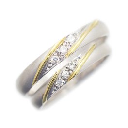 【名入れ】【刻印】 ペアリング 結婚指輪 プラチナ PT100 (pt10％) K18YG イエローゴールド コンビ ダイヤモンド 0.03ct ストレート 甲丸 幅広 つや消し マリッジリング