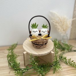 【シマエナガミニダブルバスケ】モスビー 多肉植物 インテリア プレゼント 癒し ギフト 母の日 父の日 クリスマス 敬老の日 かわいい バレンタイン 植物 プレゼント マグネット シマエナガ 動物 観葉植物 北海道