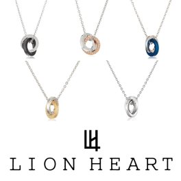 正規品 送料無料 ライオンハート LION HEART ペンダント ネックレス 04N135 04N135SM 04N135SL 04N135SMBL 04N135SLYG 04N135SMS ステンレス 316L サージカルステンレス キュービックジルコニア ペアライン ダブルリング モチーフ メンズ レディース ユニセックス シルバー ブラック ブルー ピンクゴールド イエローゴールド