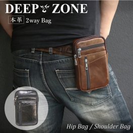 ベルトポーチ メンズカジュアル  ヒップバッグ    本革 レザー ウエストバッグ 2WAYバッグ DEEP ZONE ショルダーバッグ バッグ/男性用/メンズ/ボディバック/ワンショルダー/革/本革/レザー/小型/シンプル/軽量/鞄/かばん