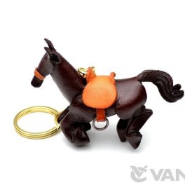 【手描き名入れ無料】本革製国内ハンドメイド　荒馬　キーホルダー【VANCA革物語】