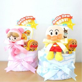 おむつケーキ アンパンマン 男の子 女の子 出産祝い 送料無料 ベビーギフト オムツケーキ あんぱんまん メリーズ パンパース ムーニー ドキンちゃん バイキンマン あかちゃんまん コキンちゃん キャラクター
