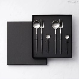 【正規取扱店】クチポール ブラックシルバー　カトラリー6本セット[Cutipol]  ギフト対応可 ペアセット シルバー 誕生日 誕生日 結婚祝い 新築祝い おしゃれ お揃い カップル パートナー 友達 両親 兄弟 姉妹 上品 日常 普段使い 記念日 新生活 同棲 新居 シンプル ブランド スタイリッシュ シック 食器 高級感 クリスマス