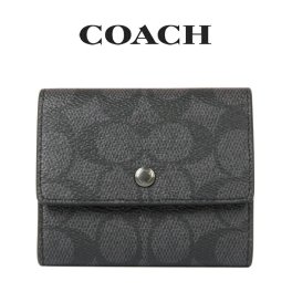 送料無料 コーチ COACH アウトレット メンズ 敬老の日 財布 コインケース CY999 QBMI5(チャコール×ブラック) シグネチャー