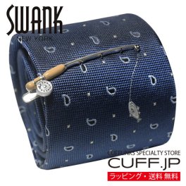 SWANK スワンク ブラウン 釣竿 魚 ネクタイ ネクタイピン セット プレゼント ギフト父 彼氏 夫 結婚祝い 誕生日