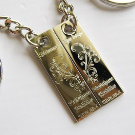 2個合わせてペアキーホルダーissho（ストラップへ変更可能です）【名入れ】【キーホルダー刻印】いつも一緒