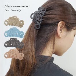 【全注文ラッピング仕様】バンスクリップ LOVE フランス製 ヘアクリップ ヘアアクセサリー おしゃれ  かわいい 軽い シンプル 上品 まとめ髪 くすみカラー
