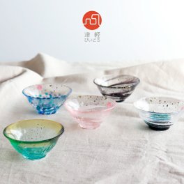 【津軽びいどろ】爽華　ガラス盃　花霞　初夏　夏影　月明　星夜　酒器　木箱入り　平盃　日本製　手作り　石塚ガラス　アデリア
