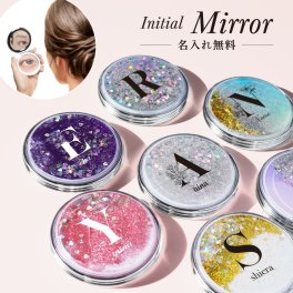 ギフトラッピング対応 【オーダーメイド】丸型 グリッター 名入れ ミラー ダブルミラー 拡大鏡 コンパクトミラー ハンドミラー 名入無料 コスメ クリスマス 鏡 コンパクト 手鏡 折りたたみ 小さめ ミニ 手持ち 贈答品 誕生日 記念日 内祝い 母の日 ギフト プレゼント 名入り 送料無料