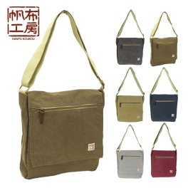 【帆布工房】3X57 FLAP SHOULDERシリーズ ショルダーバッグ はんぷこうぼう ハンプ 綿 コットン 縦型 かぶせ ショルダー 斜め掛け シンプル シンプル レッド カーキ ブラック ネイビー グレー ベージュ 単色 おおきめ
