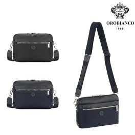 【Orobianco】92952 ソロペルテ 横型ショルダーバッグ 斜め掛け 普段使い 使いやすい 大容量 カジュアル シンプル 牛革 メンズ プレゼント ギフト ブラック