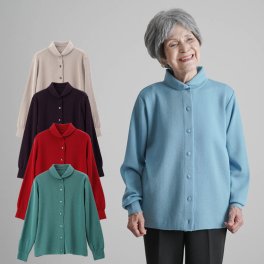 シニアファッション レディース 80代 70代 60代 90代 秋冬 日本製 ウール100% 襟付ニットカーディガン おばあちゃん 服 誕生日 プレゼント 婦人服 女性 ハイミセス 祖母（cbh-ft7-b51-442ca）