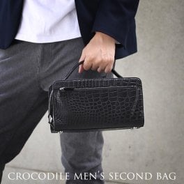 クロコダイル バッグ メンズ セカンドバッグ ダブルファスナー クラッチバッグ ハンドバッグ 鰐 ワニ マット マット加工 高級 男性 ビジネスバッグ 安心 保証書 付き ギフト プレゼント 4FA (06001697r)