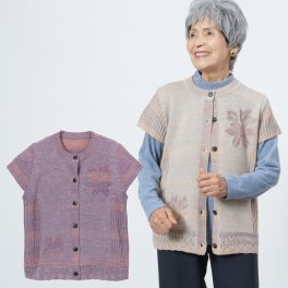 シニアファッション レディース 80代 70代  90代 秋冬  花柄織りグラデーションベスト  おばあちゃん 服 プレゼント 婦人服 女性  祖母 高齢者 お年寄り 老人   暖か あったか 防寒 ギフト（cms-ft11-194-10610）