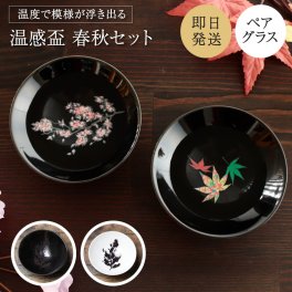 平盃 丸モ高木陶器 温感 桜・紅葉 春秋セット 平盃ペアセット温感盃 プレゼント 還暦祝い 酒器 日本酒 乾杯 熱燗 ペアセット お祝い ラッピング メッセージカード ギフト ペアギフト 結婚祝い ギフト 父の日 2026 プレゼント