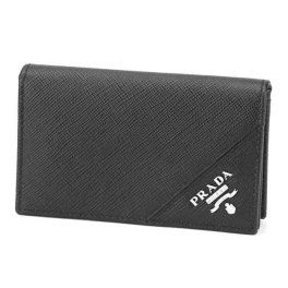 プラダ PRADA 名刺入れ カードケース サフィアーノ 新品 メンズ レディース 本革 ブランド 2MC122 QME F0002 サフィアーノ SAFFIANO レザー ブラック シルバー