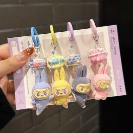 Labubu ラブブ バッグチャーム キーホルダー マスコット キーチェーン アクセサリー ぬいぐるみ うさぎ 着ぐるみ キャラクター カラフル 可愛い 人気 グッズ 推し活 プレゼント ギフト 小物 カバン飾り バッグ飾り ファッション雑貨 全6色