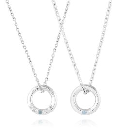 ペアネックレス ツイスト シルバー ペアアクセサリー ペア ネックレス・ペンダント ダイヤモンド ブルートパーズ 記念日 プレゼント ギフト セット シンプル フリースタイル FSP1005MBT-1005LBT 【FREE STYLE】