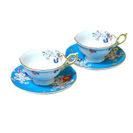 ウェッジウッドWEDGWOOD　ワンダーラストＷonderlust　 アップルブロッサム　ティーカップ＆ソーサー　ペア【食器セット】【御結婚御祝・内祝・新築御祝・還暦御祝・御礼・寿・ギフト包装可能】