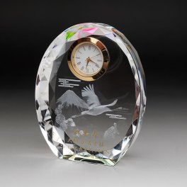  記念品 結婚祝 誕生祝 退職祝 還暦祝 3Dクリスタルファンタジークロック 鶴 SFC-5 名入れ無料