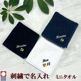 卒団記念品 バレーボール ミニタオル 刺繍名入れ 部活 卒業 今治タオル ハンドタオル タオルハンカチ 25cm オリジナル オーダーメイド メンズ レディース お名前/イニシャル 背番号 アルファベット ローマ字