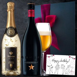 夏ギフト お中元 【無料リボンラッピング】ビール＆ワイン ギフト 高級 プレミアムビール イネディット フェリスタス 金箔入り プレミアム スパークリングワイン セット シャンパン