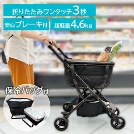 ショッピングカート 大容量 保冷バッグつき allecore らくっとカート 送料無料 4輪 折りたたみ キャリーカート 買い物 おしゃれ 大容量 高齢者 カート 軽量 軽い ブレーキ付き ショッピング 折りたたみ軽量 マイバッグ 衛生的 アウトドア ピクニック 散歩 誕生日 母の日 ギフト プレゼント 【送料無料（一部地域を除く）】