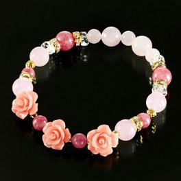バラの華やぎブレス ブレスレット パワーストーン レディース 可愛い ピンク おしゃれ バラ 華やか ローズクォーツ プレゼント ギフト