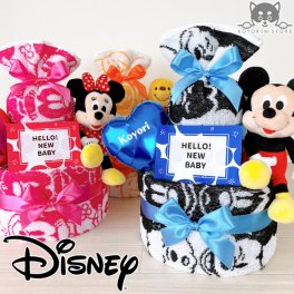 おむつケーキ ディズニー ミッキーマウス ミニーマウス プーさん 2段 送料無料 出産祝い ベビーギフト 男の子 女の子 バルーン メッセージカード 赤ちゃん プレゼント お祝い ダイパーケーキ おむつタワー かわいい 実用的 名入れ インスタ映え パンパース