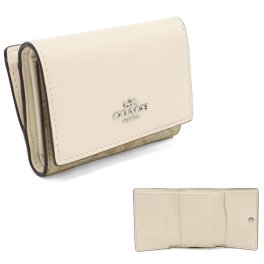 COACH コーチ 三つ折り財布 折り畳み CM761 ホワイト 三折財布小銭入付き レザー PVC レディース